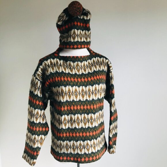 Iceland Hans Heitsch Jersey Modeller Wool Fair Isle Sweater with Hat Size M - Picture 1 of 7